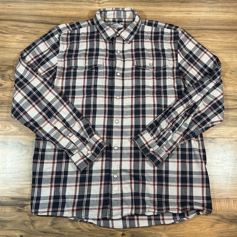 Under Armour Mens LG |Plaid| Loose Fit Long Sleeve Pearl Snap Cotton Shirt